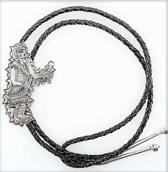 Bolo Tie, Zierschild Silber, Corndancer Kachina, Navajo Art