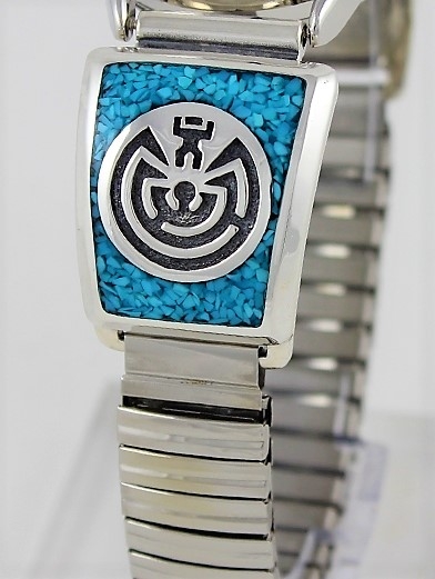 Herrenuhr, Uhrtips Silber, Trkis*, Man in Maze, Southwest Art