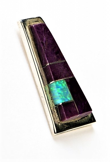 Ohrstecker, Silber, Sugilith-Opal, Purple Light, Navajo Art