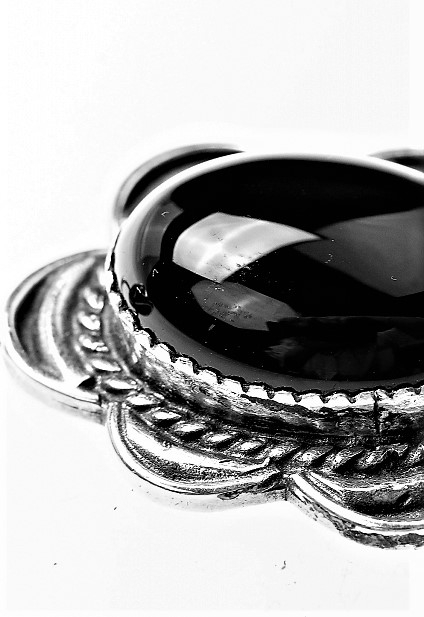 Anhnger, Silber, Onyx, Black Rose, Navajo Art