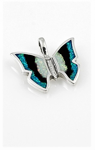 Anhnger, Silber, Steinmosaik, Jolly Butterfly, Southwest Art