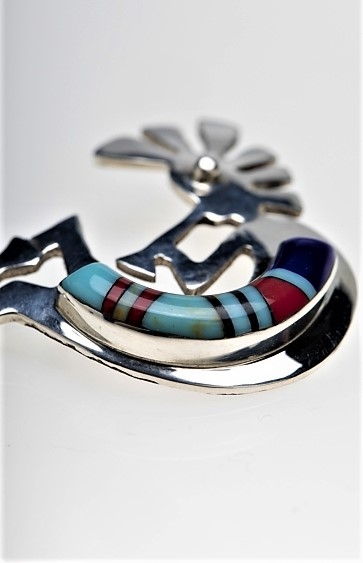 Anhnger & Brosche, Silber, Mosaikinlay, Kokopelli, Navajo Art