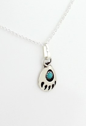 Kette & Anhnger, Silber, Trkis* Goodly Foot, Navajo Bear Paw Art