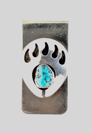 Geldscheinklammer, Verzierung Silber, Trkis*, Heavy Bear Paw, Navajo Art