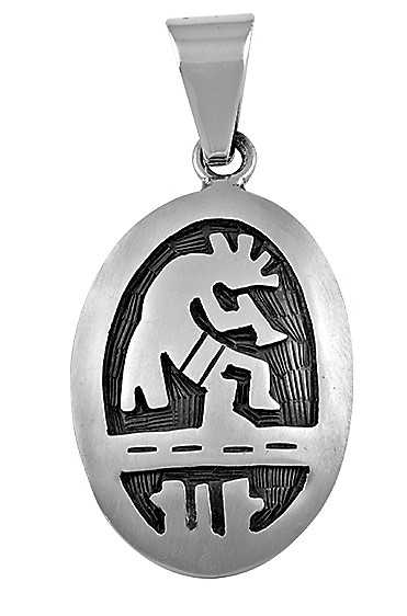 Anhnger, Silber, Kokopelli Raindancer, Mex Overlay Art, 5 cm