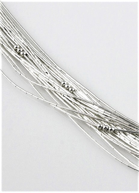 Kette Liquidsilber, Heishi Swing In & Silver beads, 20 Reihen,  60 cm