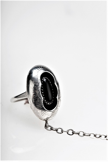 Armreif Slave, Silber, Onyx, Black Boxes, Navajo Art, Armreif,  5,8 cm, Ring US-Gr. 8; 8,5; 9; 9,5; 10