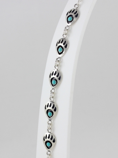 Armband, Silber, Trkis*, Mini Bear Paw 8 Hands, Navajo Art,   18,5 cm