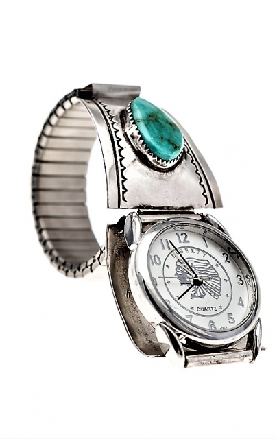 Herrenuhr, Uhrtips Silber, Trkis* Light Green Almond, Navajo Art