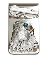 Geldklammer, Silber, Gold Overlay,Trkis*,Majestic Eagle, Navajo Art, neuer Preis 36,00