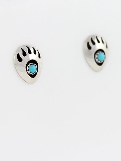 Ohrstecker Little Foot, Navajo Bear Paw Art - Trkis