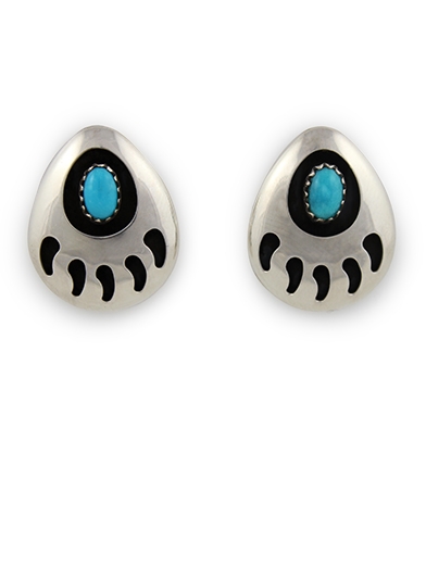 Ohrstecker, Big Foot, Navajo Bear Paw Art - Trkis*