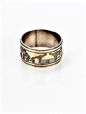 Ring Home, Silber & 12 Kt. Gold Filled, Home Story 4, Navajo Art, US Gr. 8