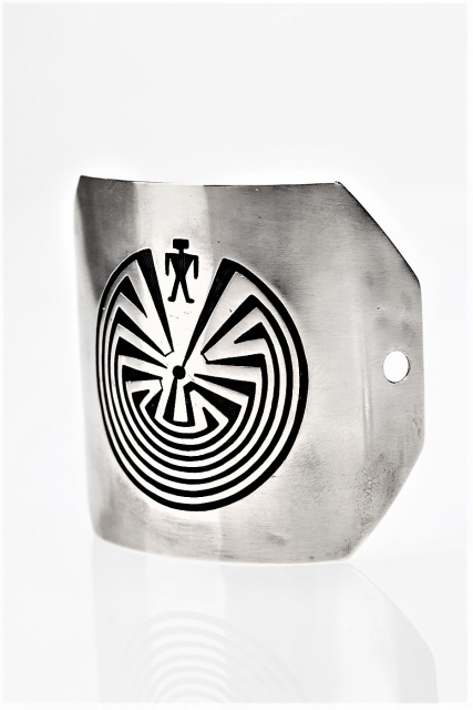 Haarspange Man in Maze, Hopi Art - Silver Overlay