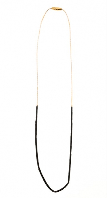 Kette Black Line, Liquidsilber Heishi Art - Jetstone-14 Kt Gold Filled