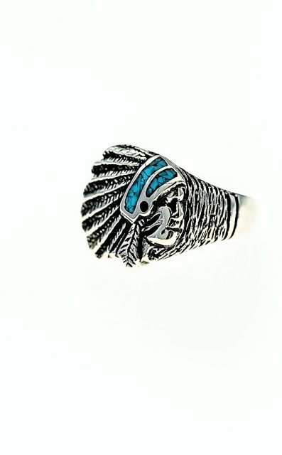 Ring, Silber, Trkis*, Symbole der Indianer, US Gr. 5,5