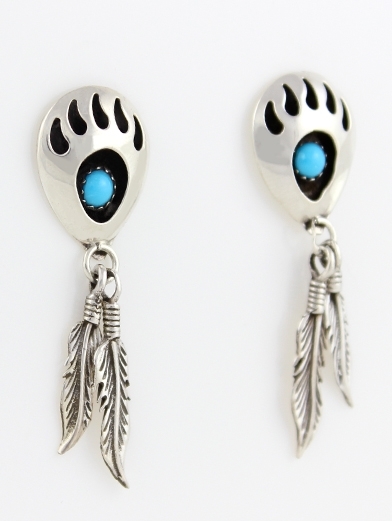 Ohrstecker, Silber, Trkis*, Flying Foot, Navajo Bear Paw Art -