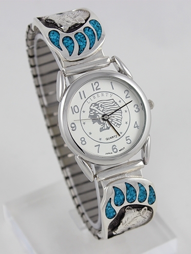 Herren Uhr, Uhrtips Silber, Trkis*, In Honor of Bears, Southwest Art