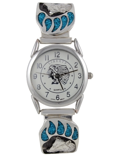 Herren Uhr, Uhrtips Silber, Trkis*, In Honor of Bears, Southwest Art