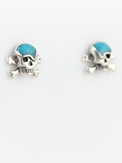 Ohrstecker, Silber, Trkis* Skull and Crossbones, Southwest Art