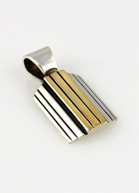 Anhnger 14 Kt Gold auf Silber,  Parallel Lines, Navajo Art, 2,7 cm