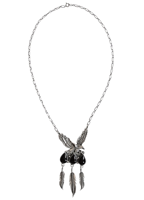 Kette & Anhnger, Silber, Onyx, Black Eagle, Navajo Art