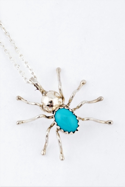 Kette & Anhnger, Silber, Trkis, Lucky Spider, Navajo Art